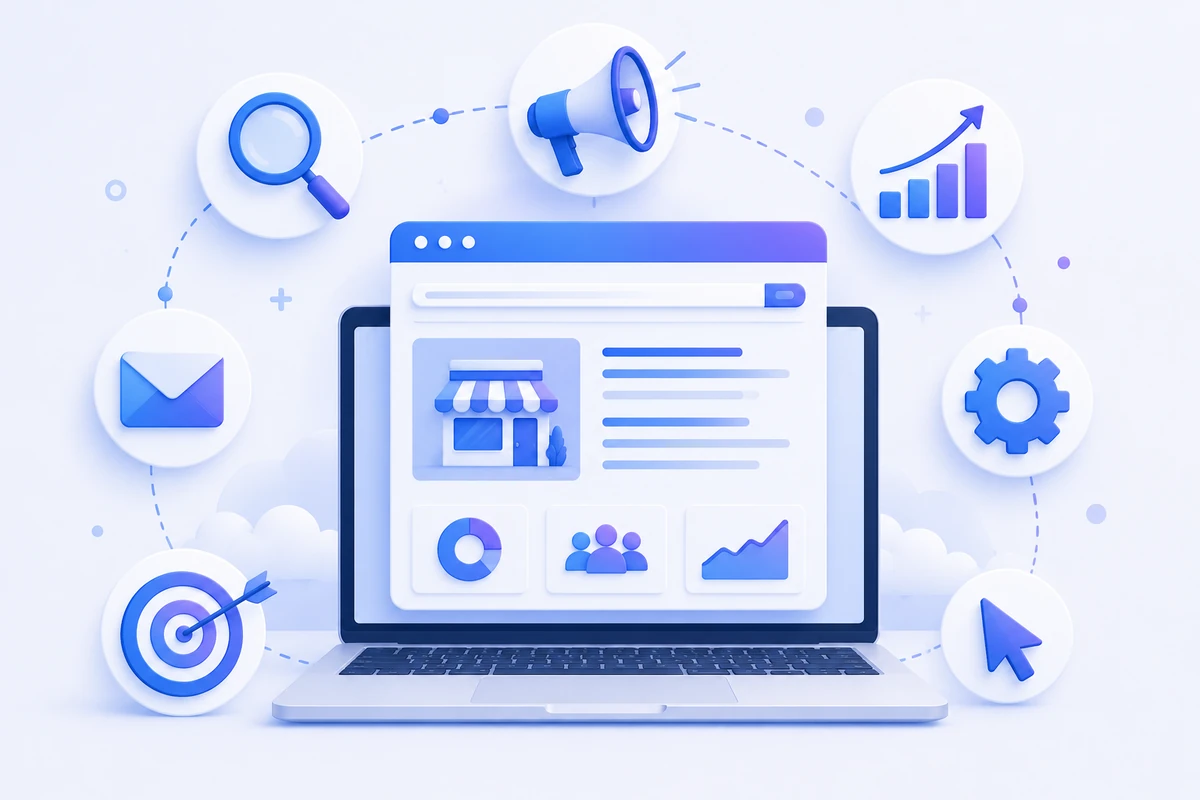 Ilustración de servicios de marketing digital para pymes