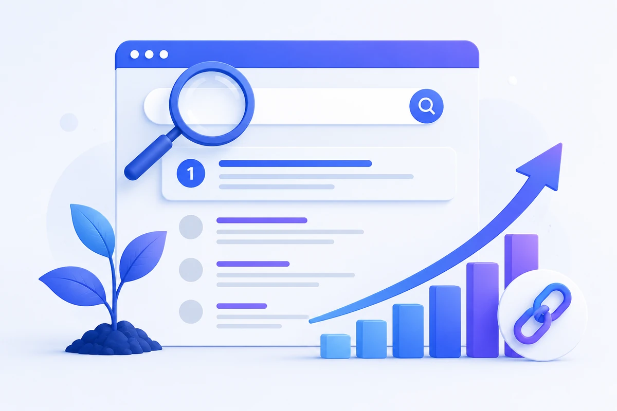 Ilustración de posicionamiento web SEO en Google para pymes
